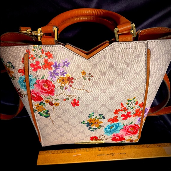 Cute Floral Bag-Steve Madden-Faux Leather. women's satchel crossbody bag, brown - Picture 9 of 11